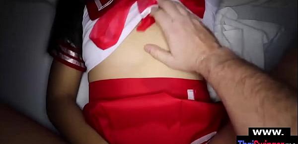  Real amateur Thai wifey in uniform gets crempied